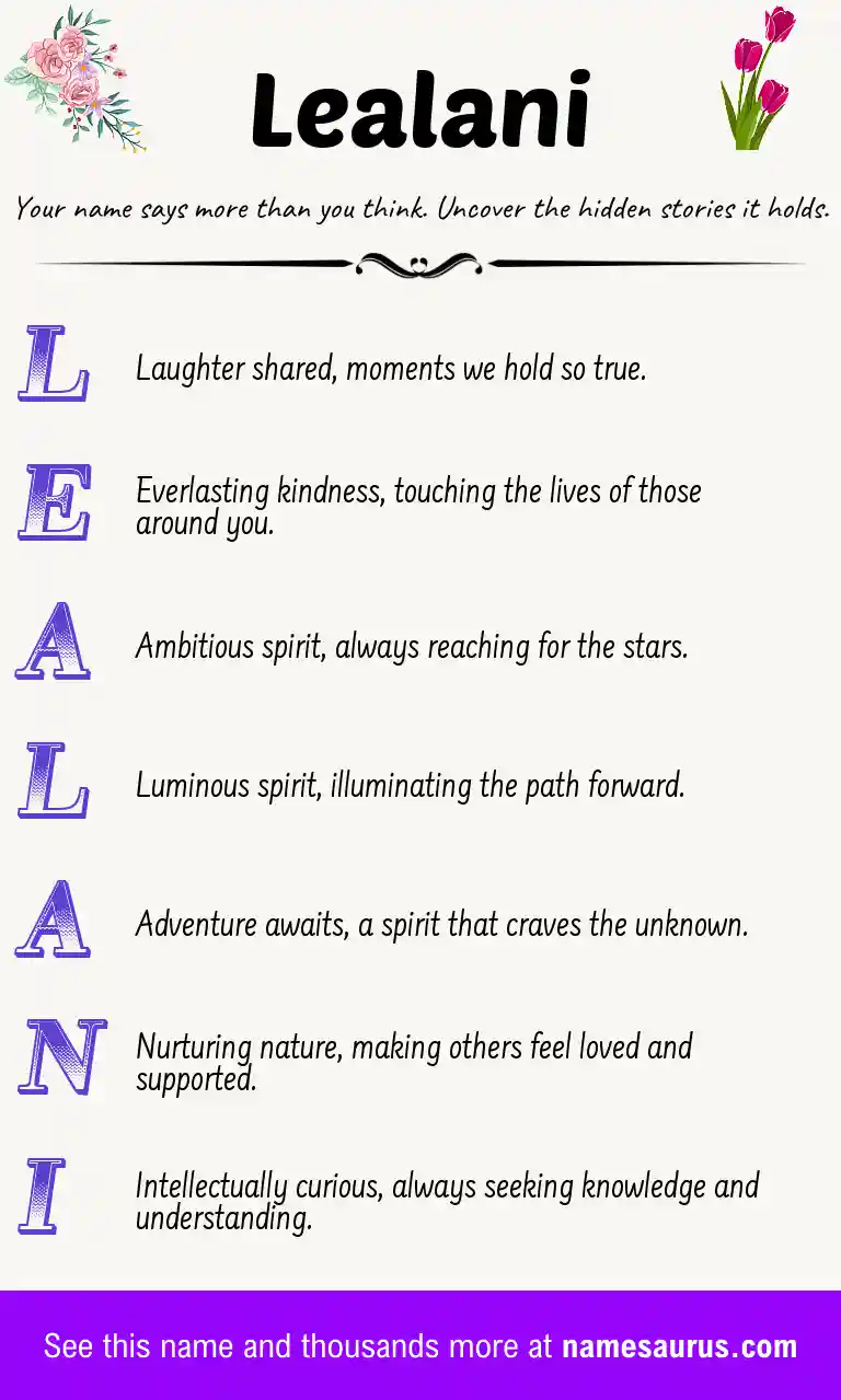 Acrostic poem about Lealani.