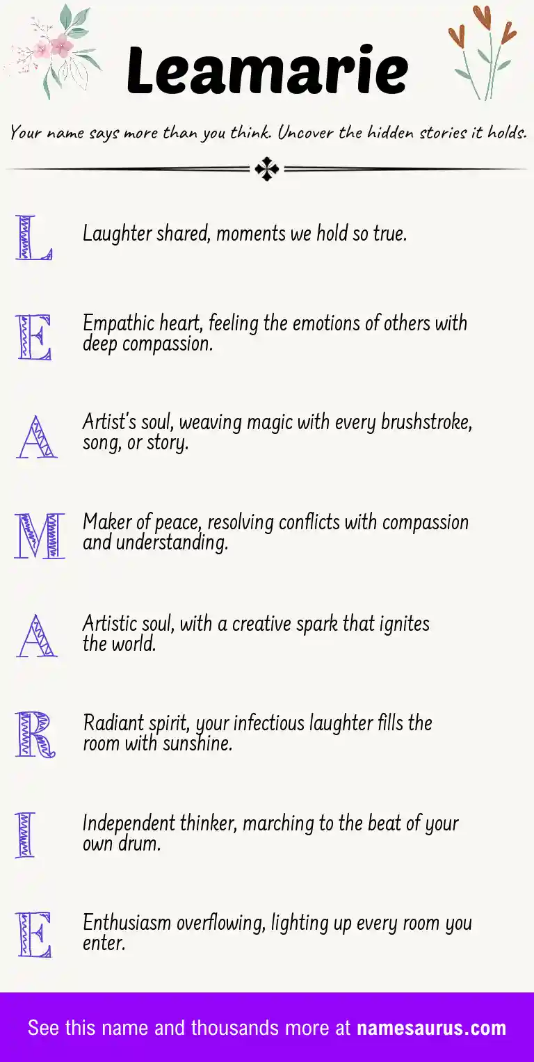 Acrostic poem about Leamarie.