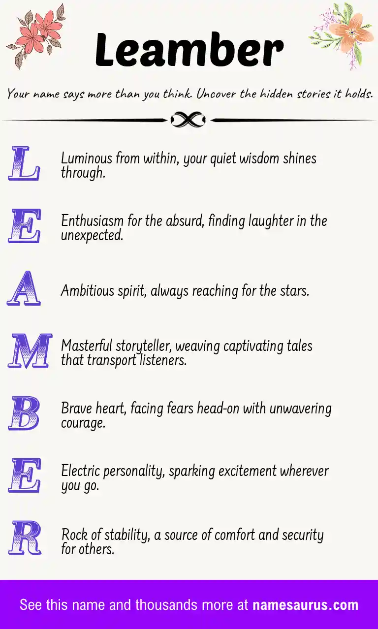 Acrostic poem about Leamber.