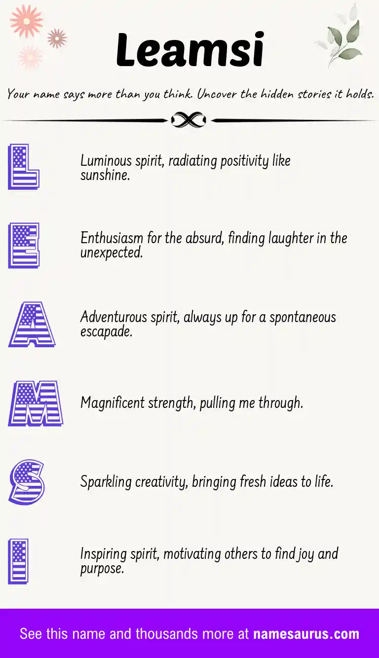 Acrostic poem about Leamsi.