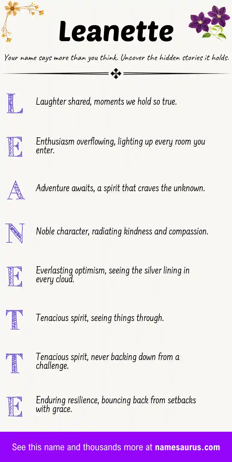Acrostic poem about Leanette.