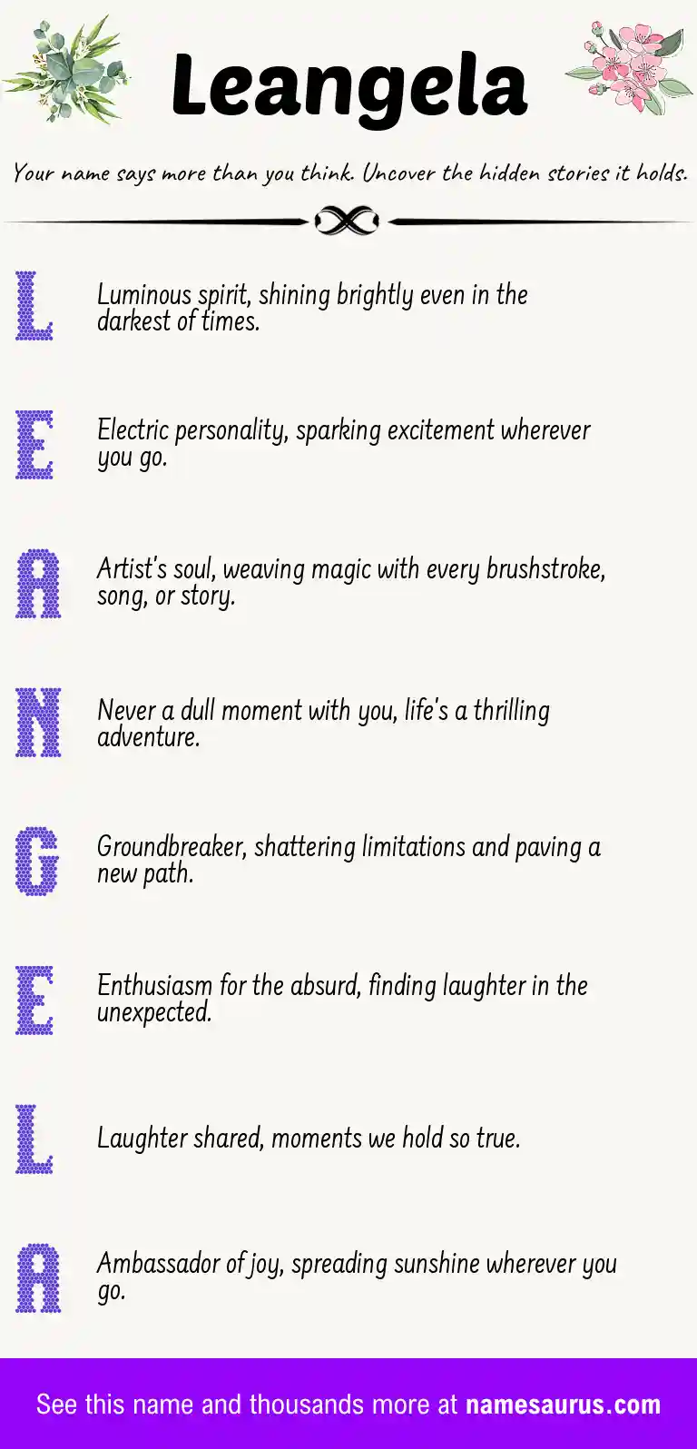 Acrostic poem about Leangela.