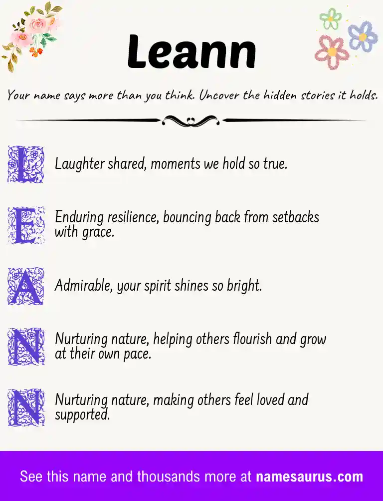 Acrostic poem about Leann.
