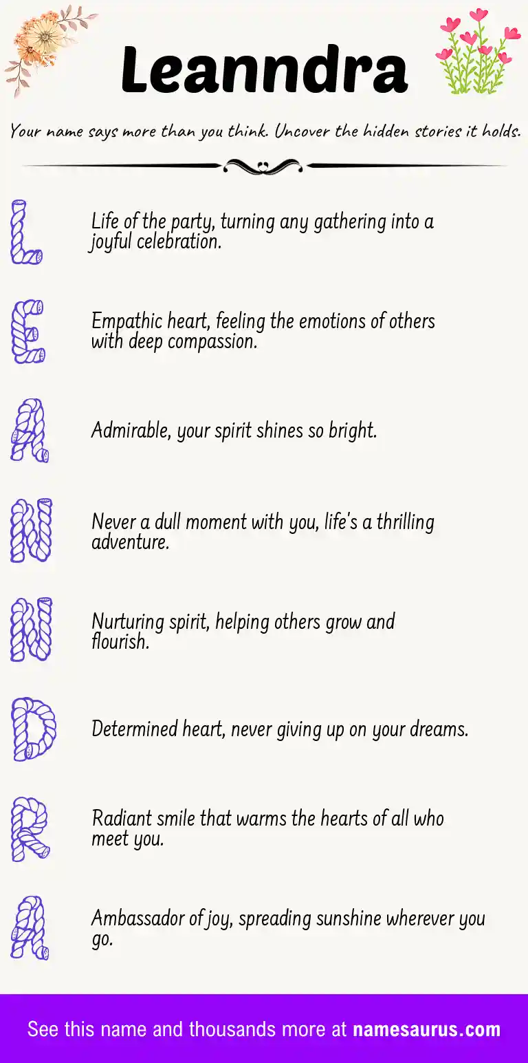 Acrostic poem about Leanndra.