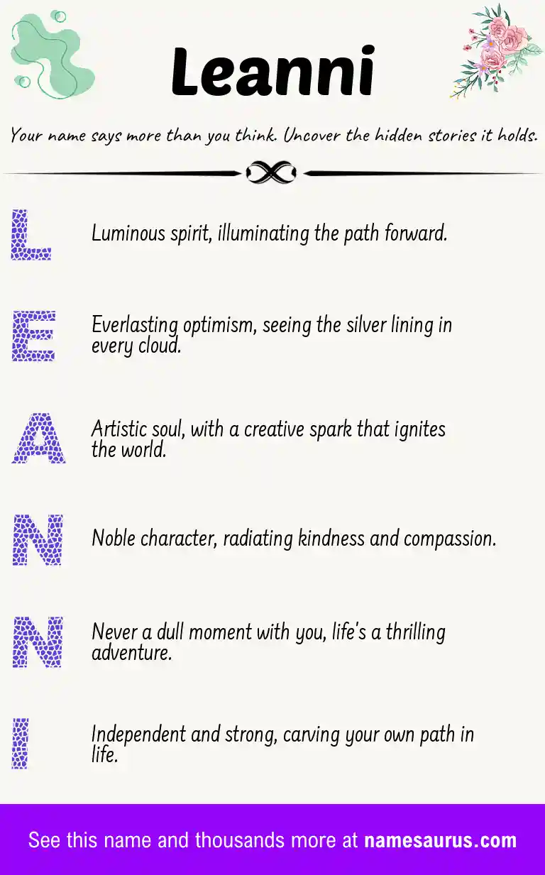 Acrostic poem about Leanni.