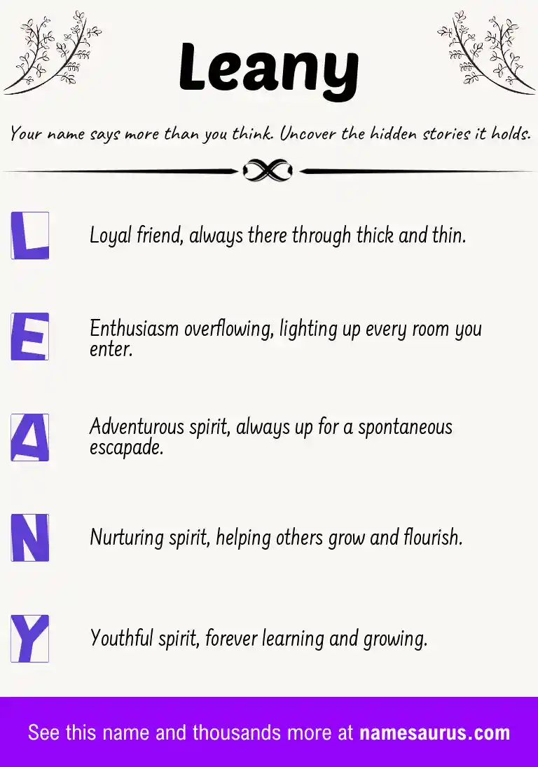 Acrostic poem about Leany.