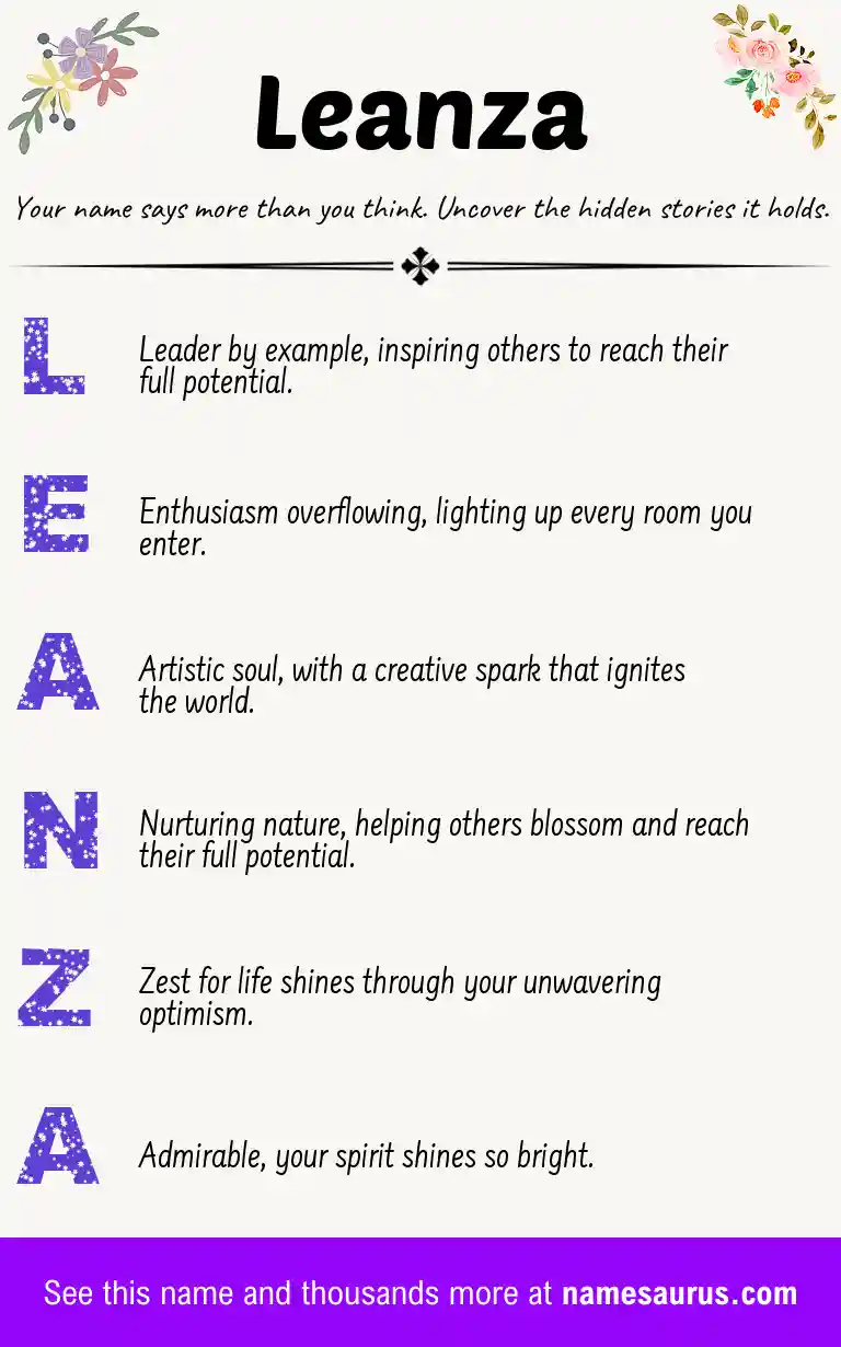 Acrostic poem about Leanza.