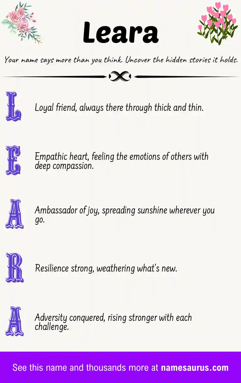 Acrostic poem about Leara.
