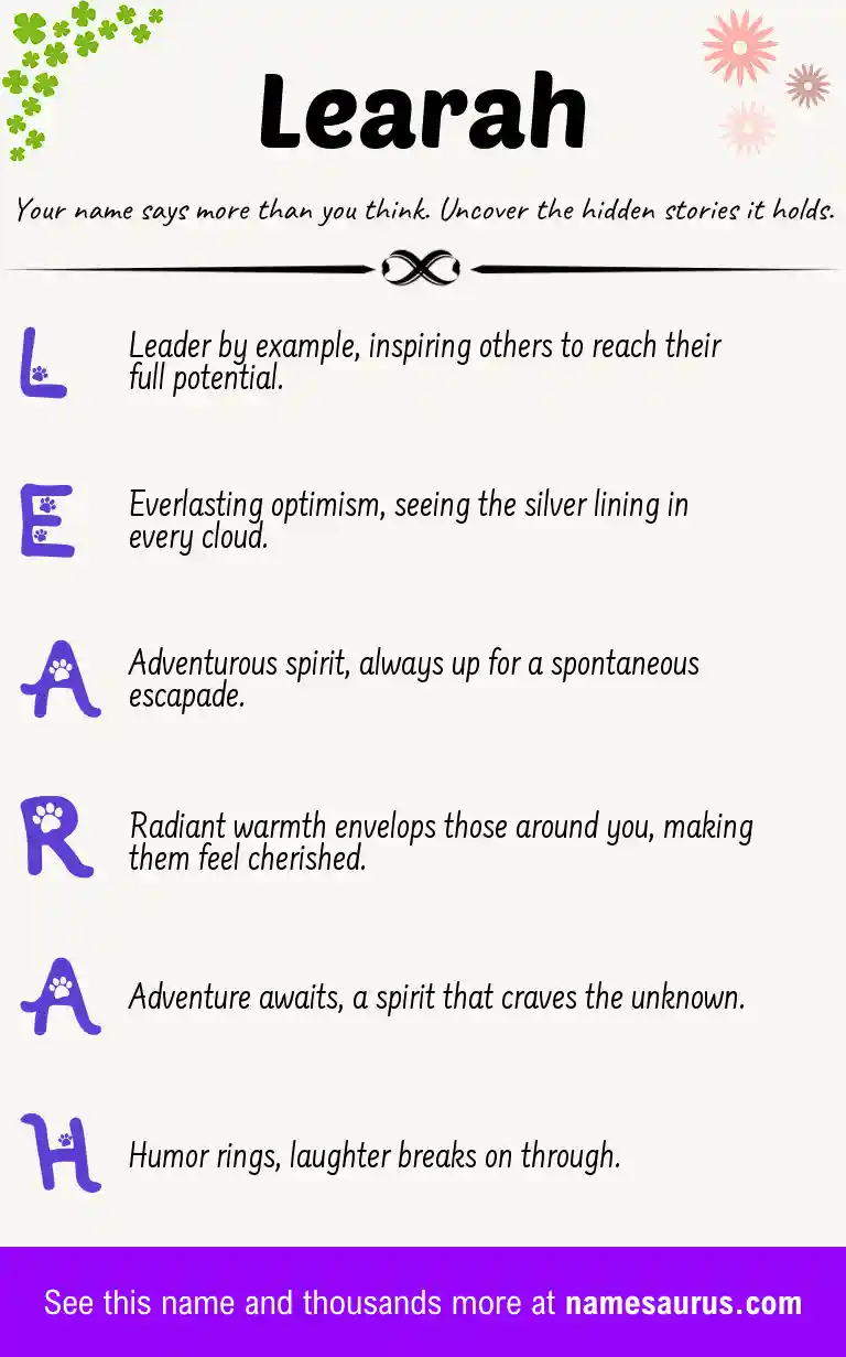 Acrostic poem about Learah.