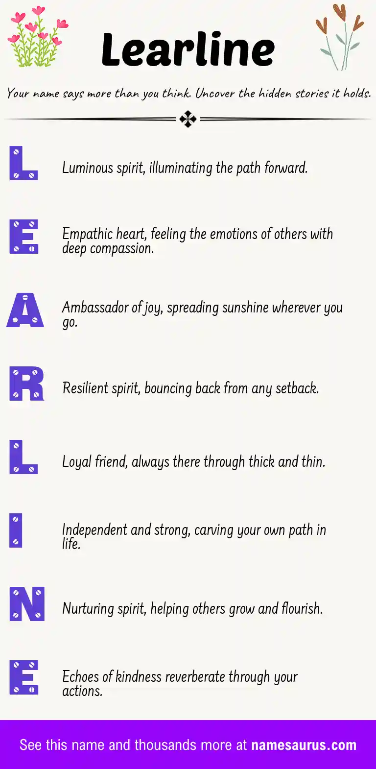Acrostic poem about Learline.