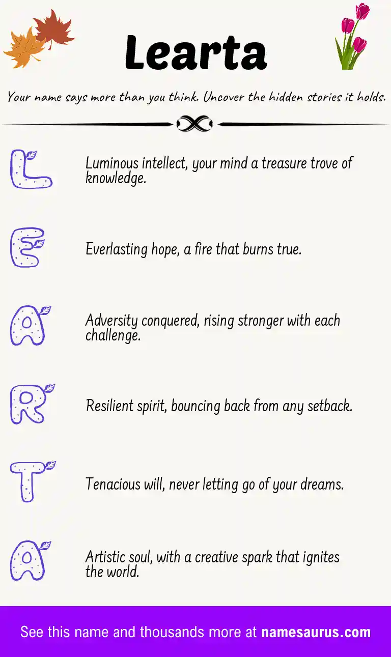 Acrostic poem about Learta.