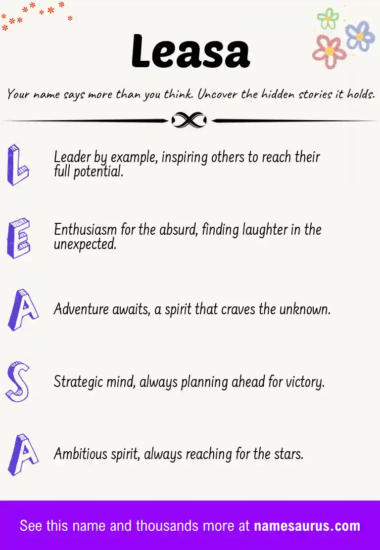 Acrostic poem about Leasa.