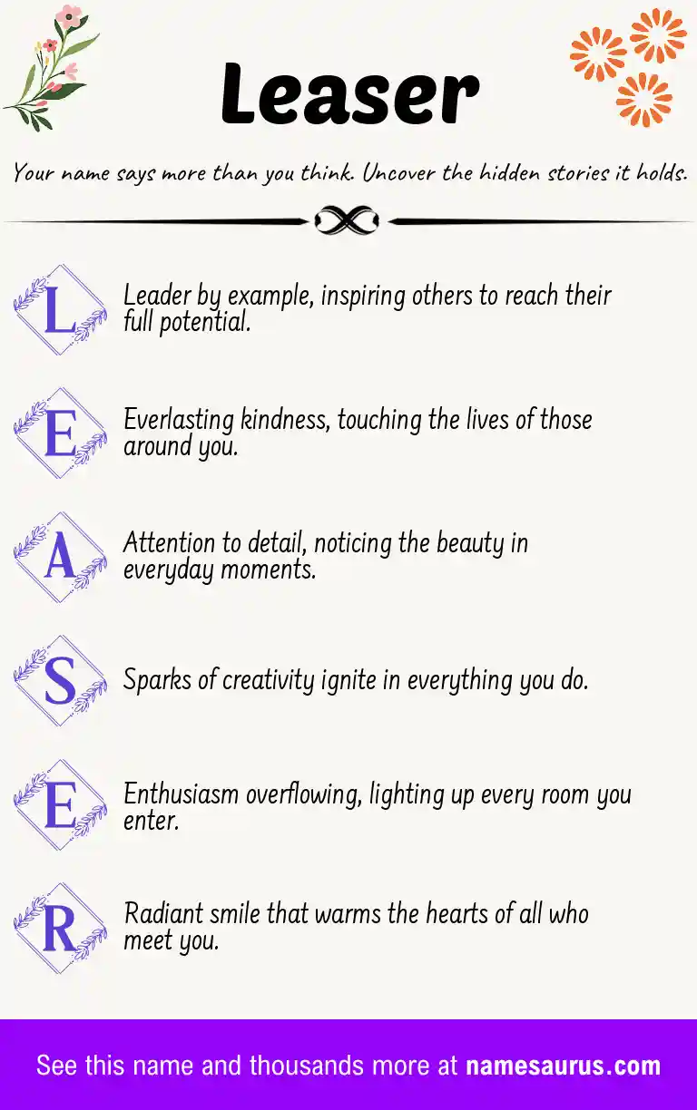 Acrostic poem about Leaser.