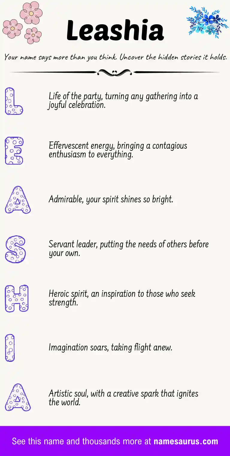 Acrostic poem about Leashia.