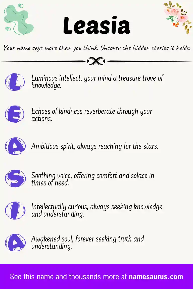Acrostic poem about Leasia.