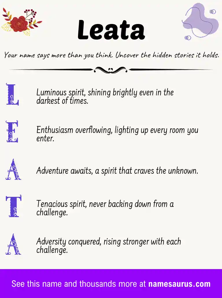 Acrostic poem about Leata.
