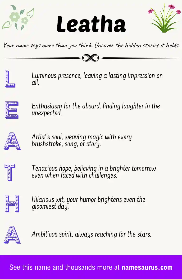 Acrostic poem about Leatha.