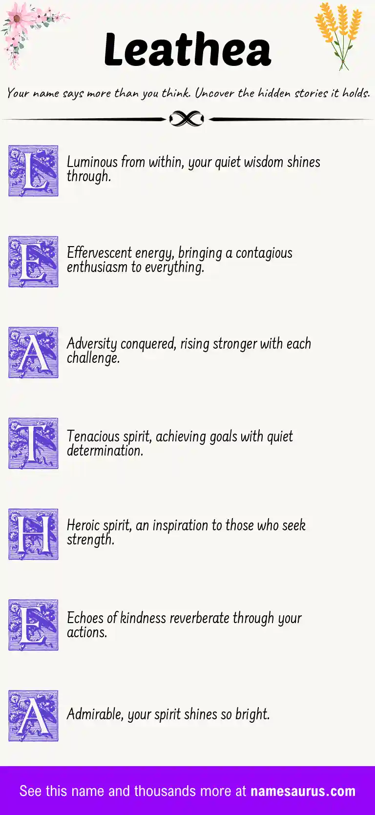 Acrostic poem about Leathea.