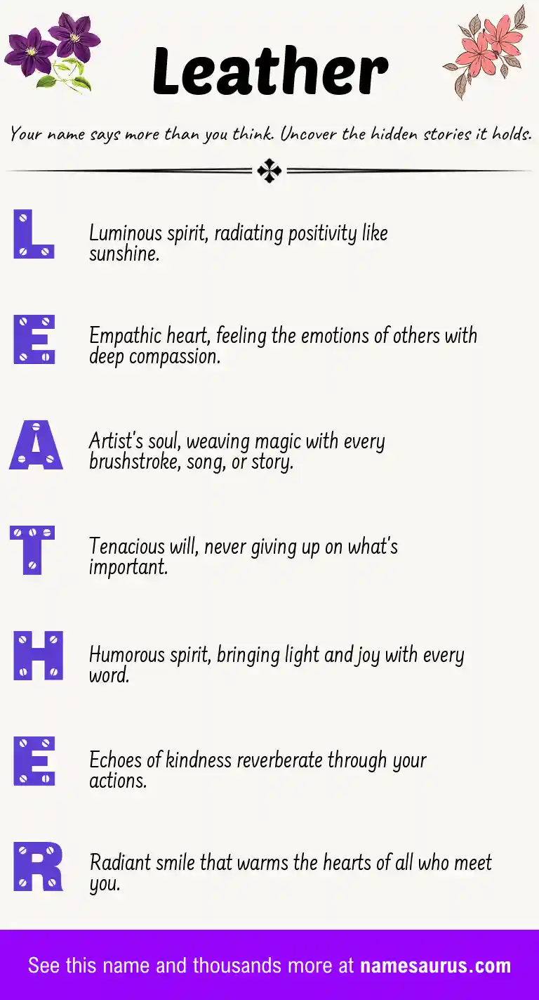 Acrostic poem about Leather.