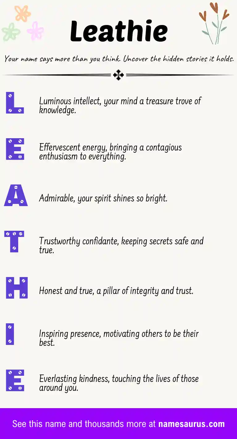 Acrostic poem about Leathie.