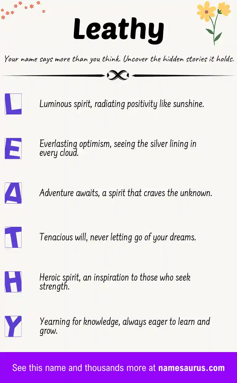Acrostic poem about Leathy.
