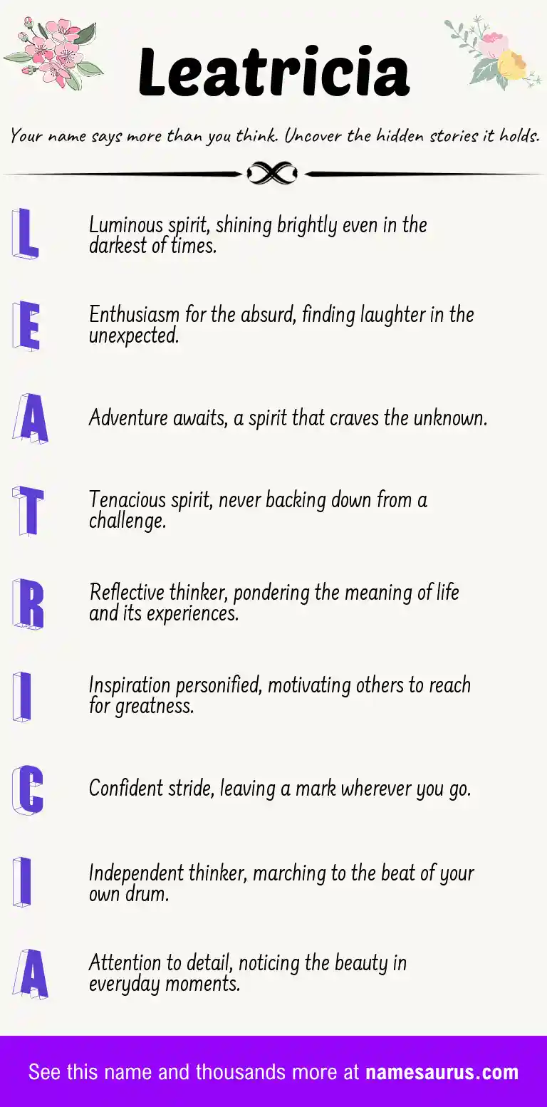Acrostic poem about Leatricia.