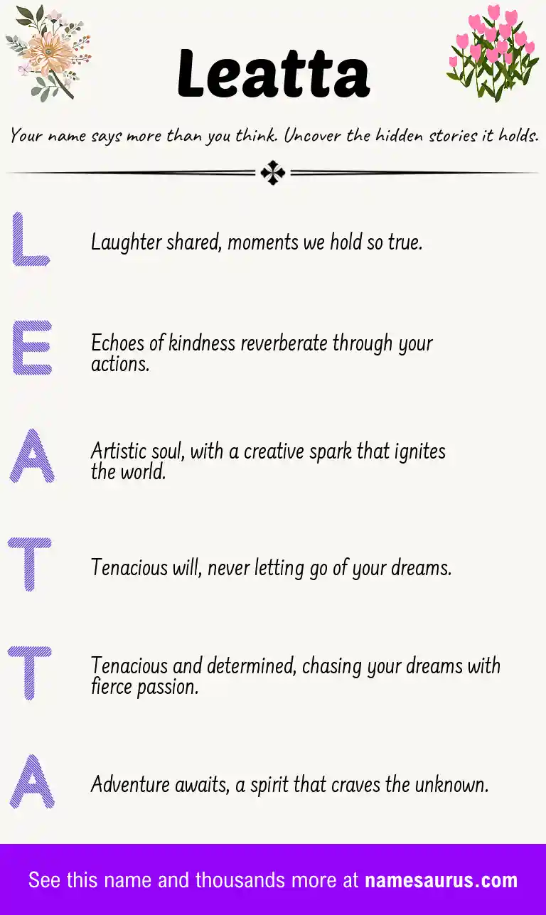 Acrostic poem about Leatta.