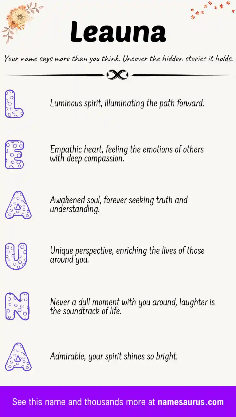 Acrostic poem about Leauna.