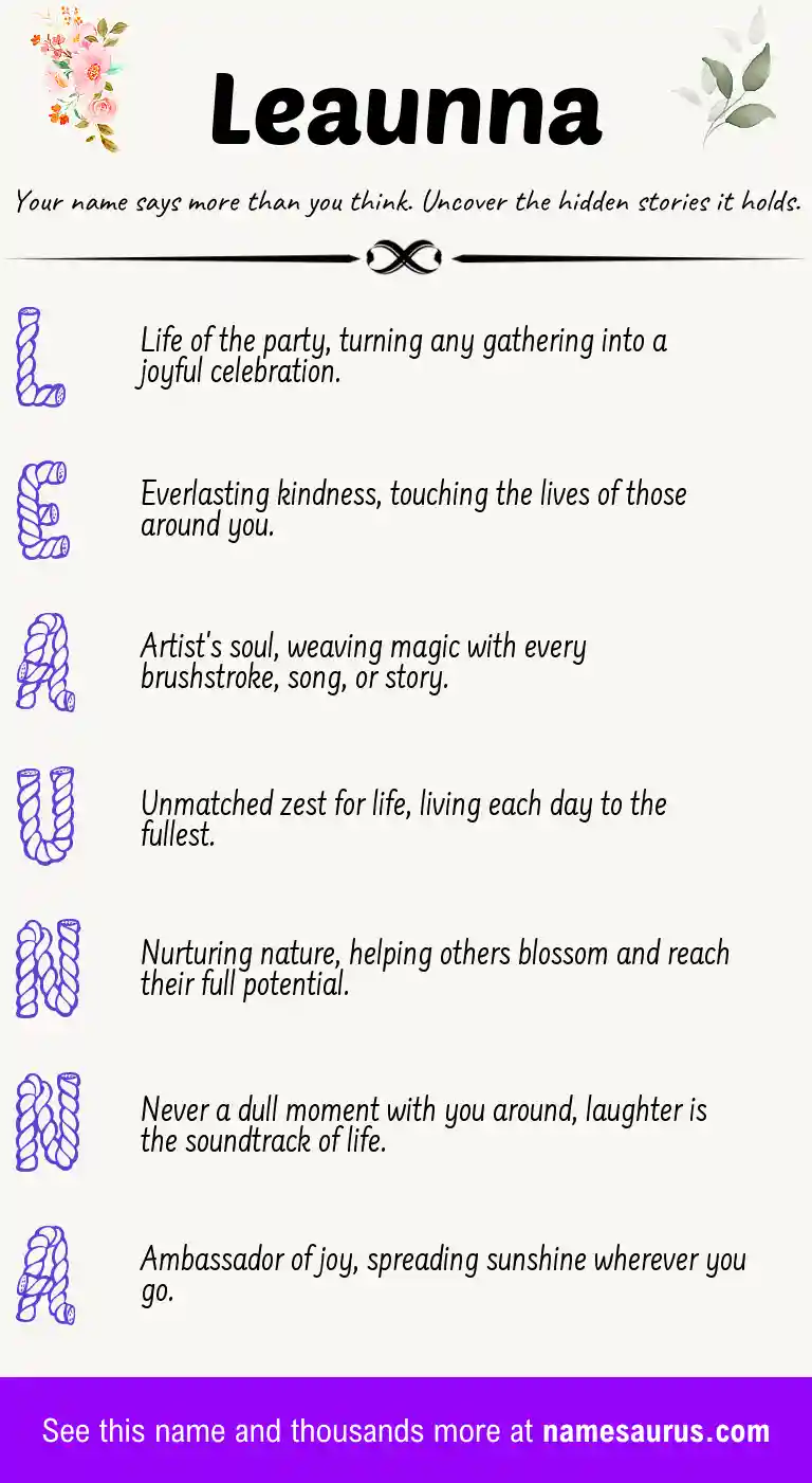 Acrostic poem about Leaunna.
