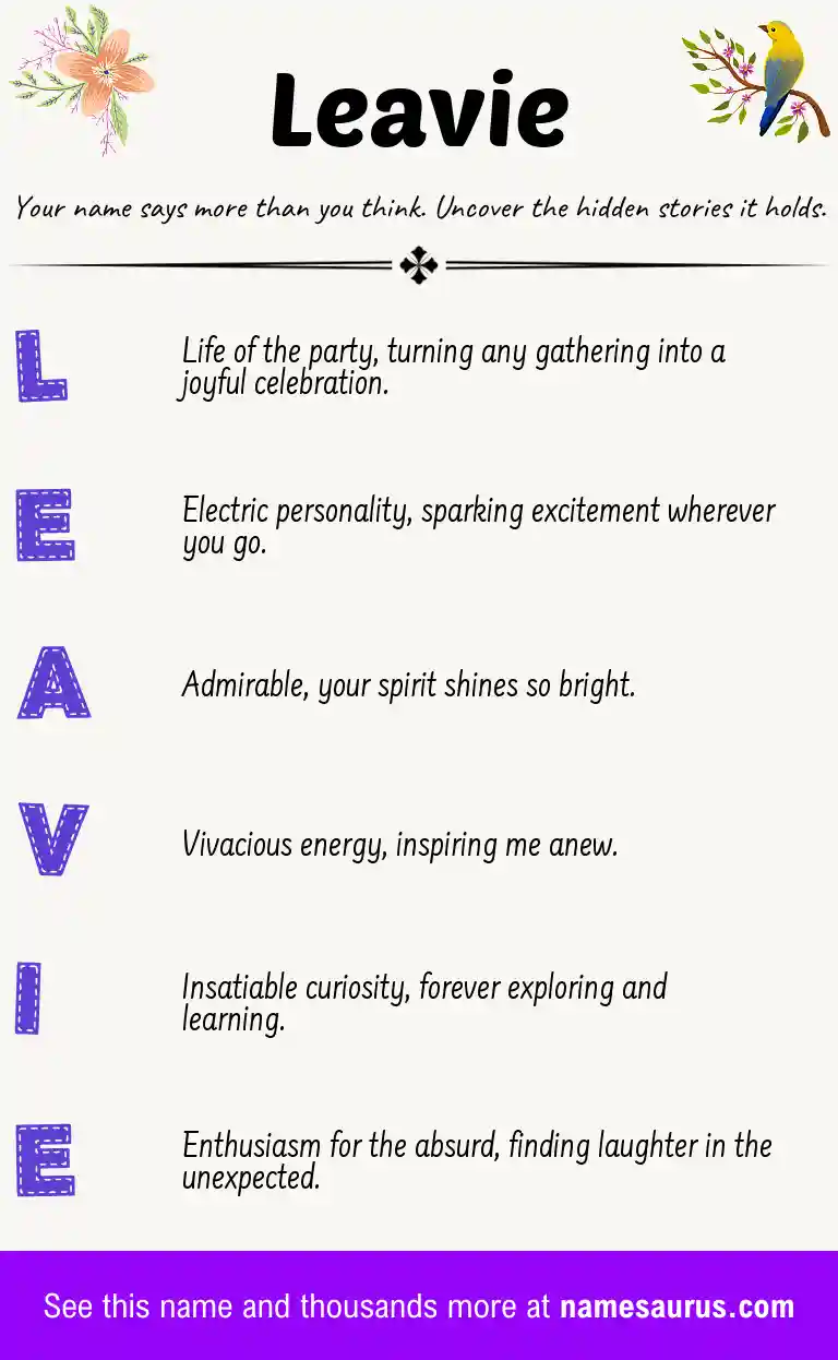 Acrostic poem about Leavie.