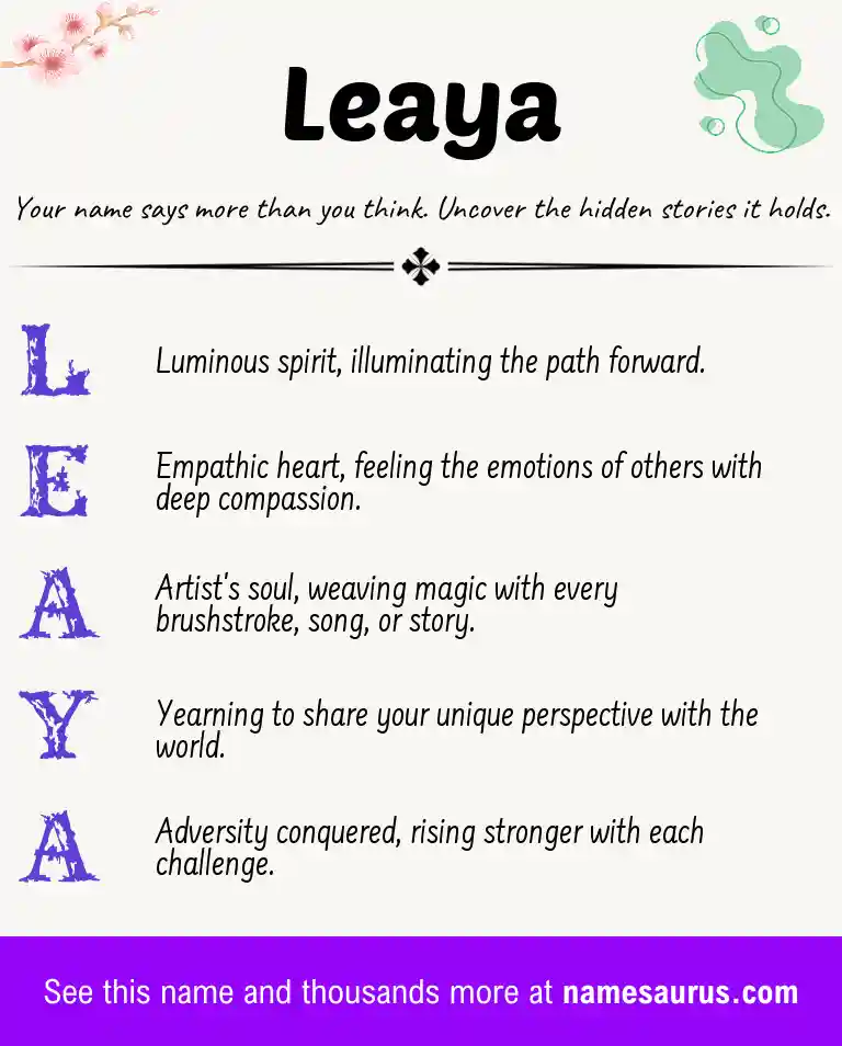 Acrostic poem about Leaya.
