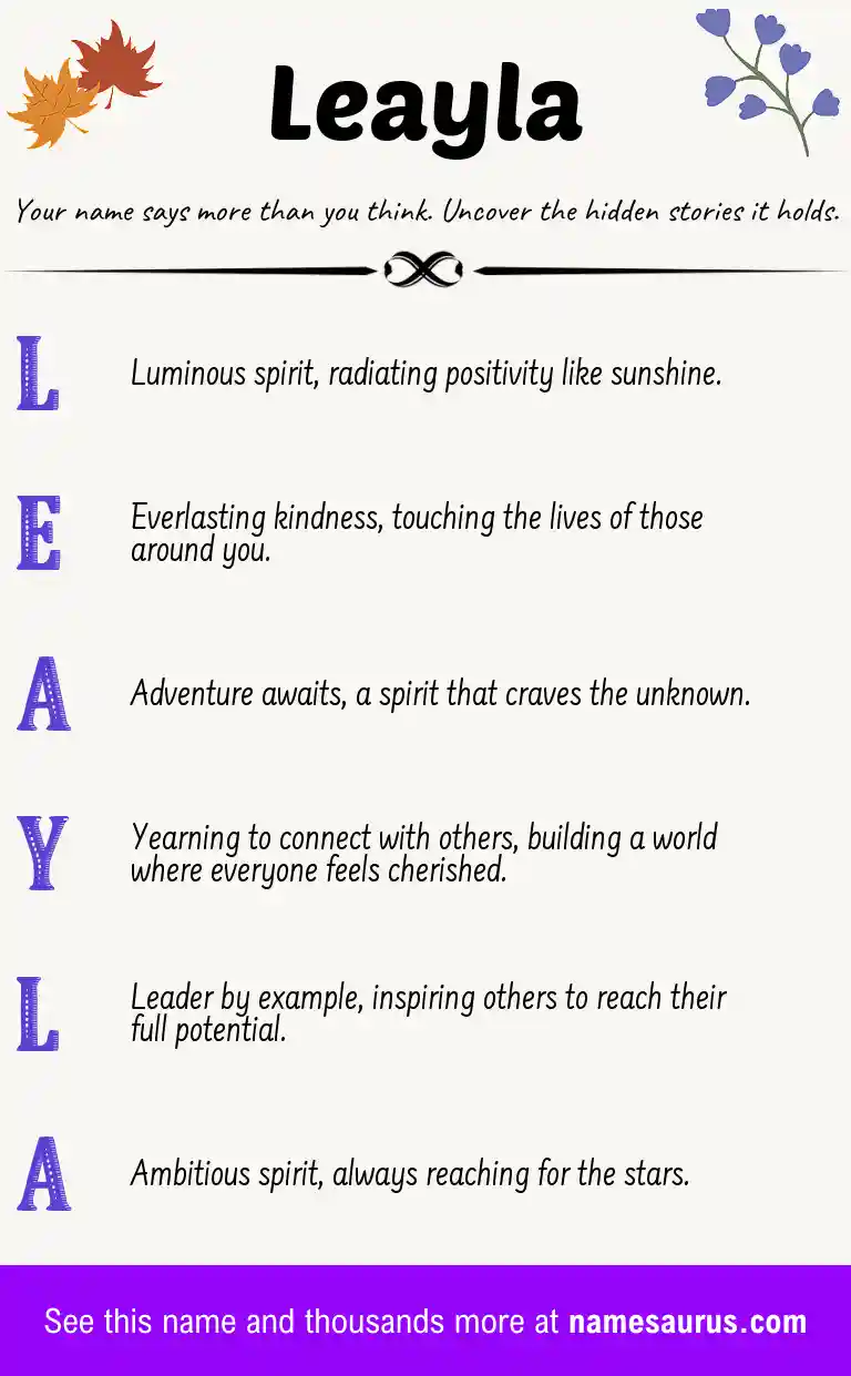 Acrostic poem about Leayla.