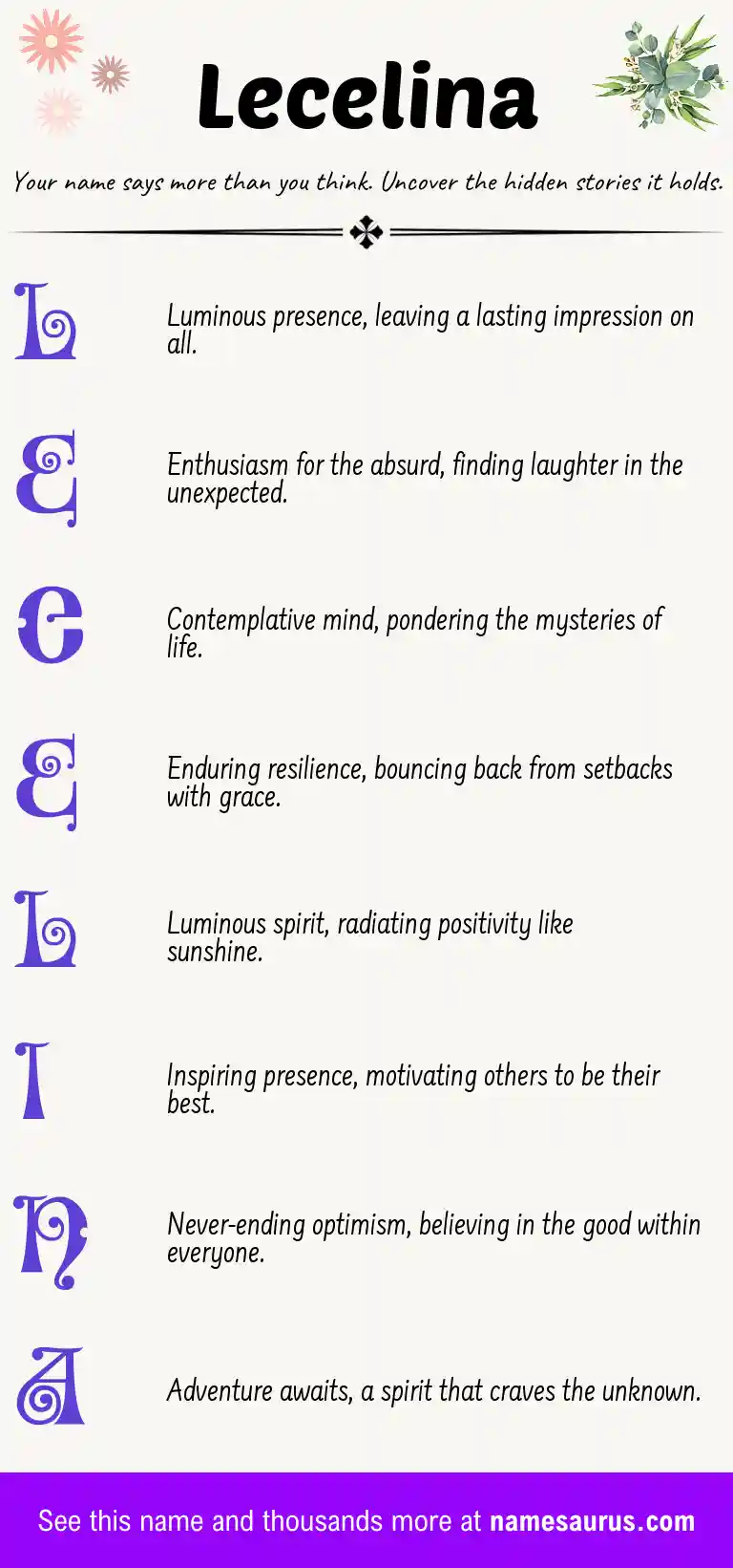 Acrostic poem about Lecelina.