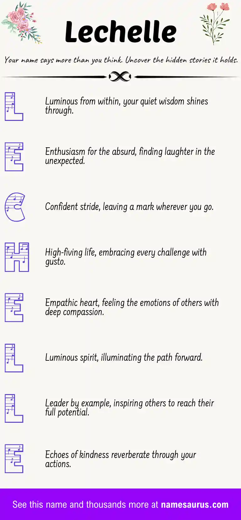 Acrostic poem about Lechelle.