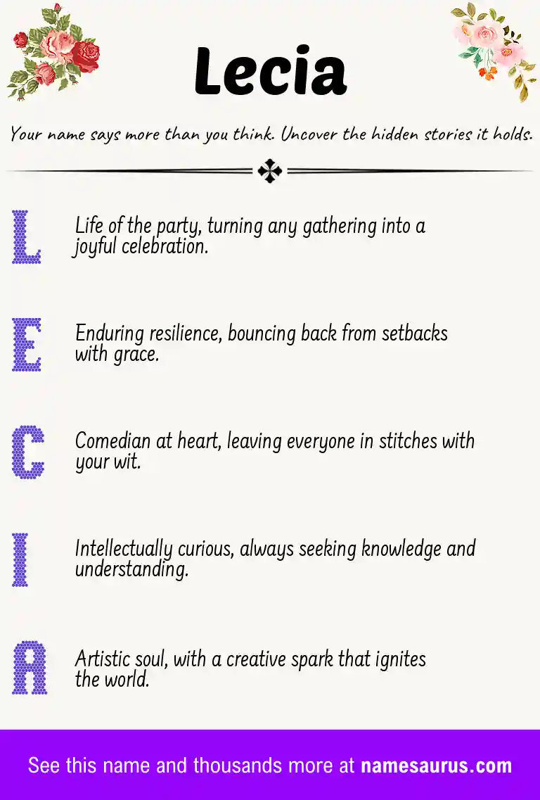 Acrostic poem about Lecia.
