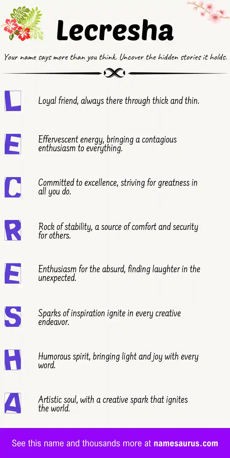 Acrostic poem about Lecresha.