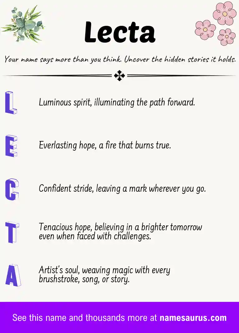 Acrostic poem about Lecta.