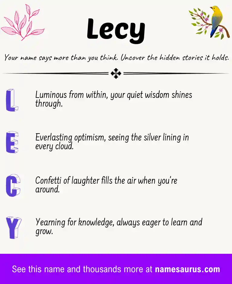 Acrostic poem about Lecy.