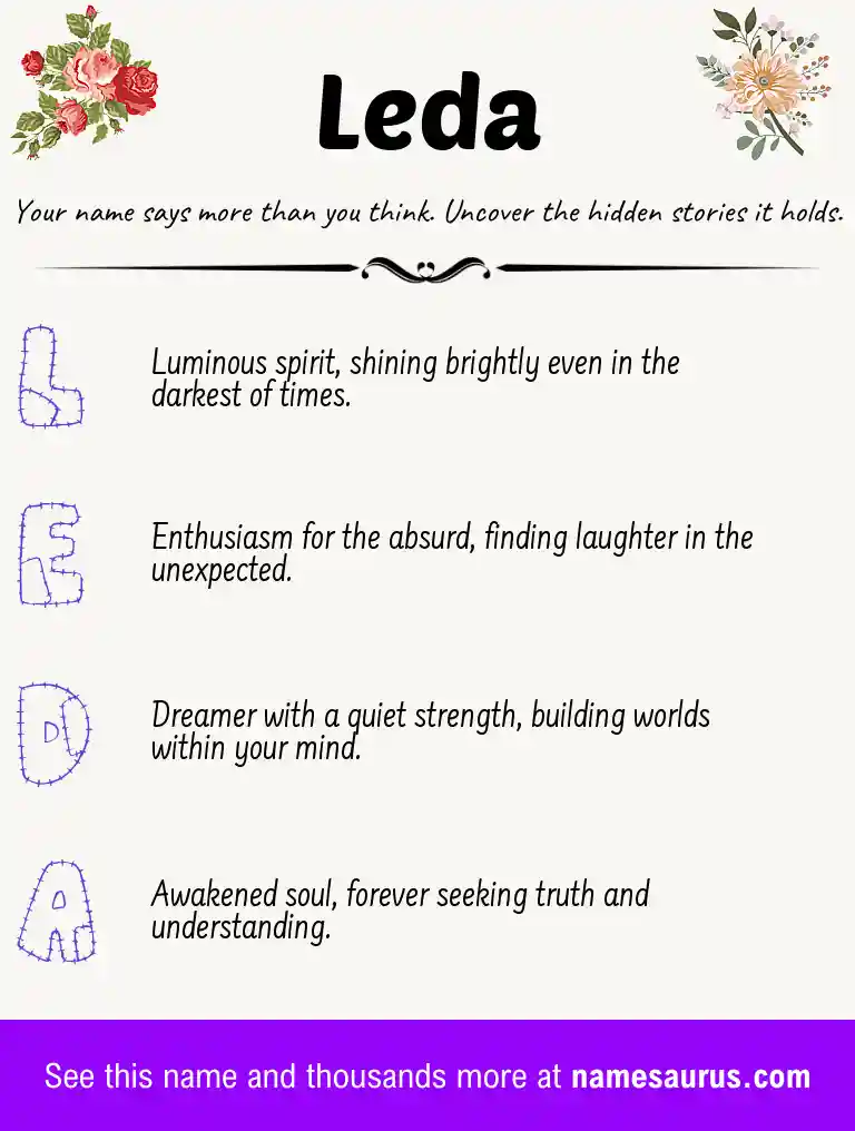 Acrostic poem about Leda.