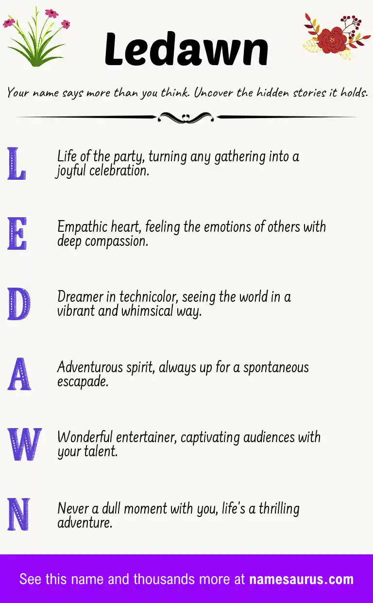 Acrostic poem about Ledawn.