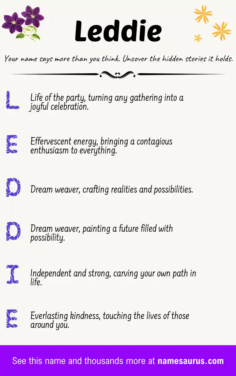 Acrostic poem about Leddie.