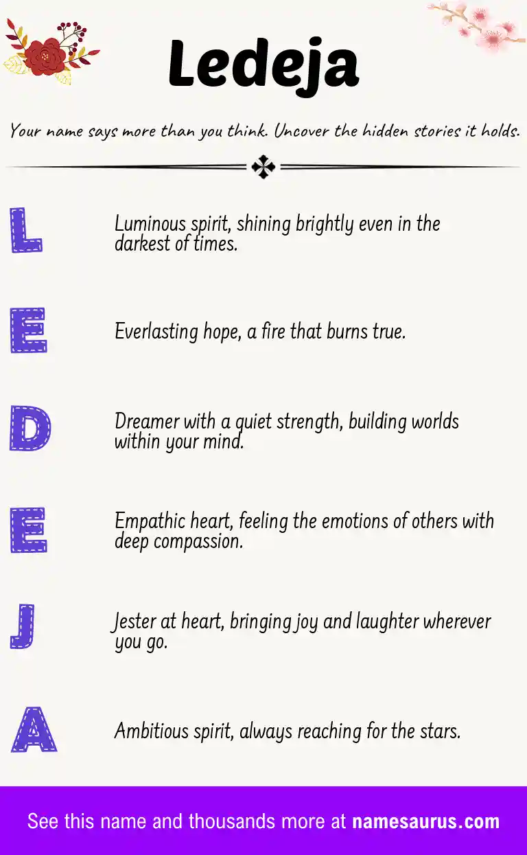 Acrostic poem about Ledeja.