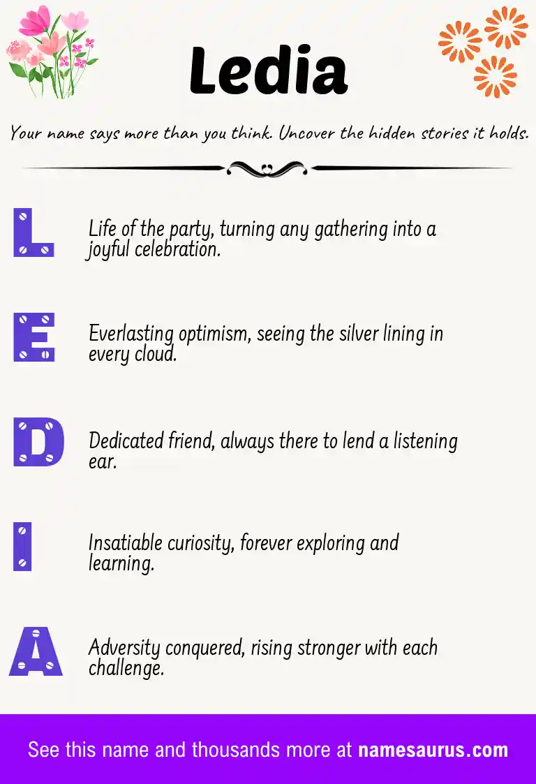 Acrostic poem about Ledia.