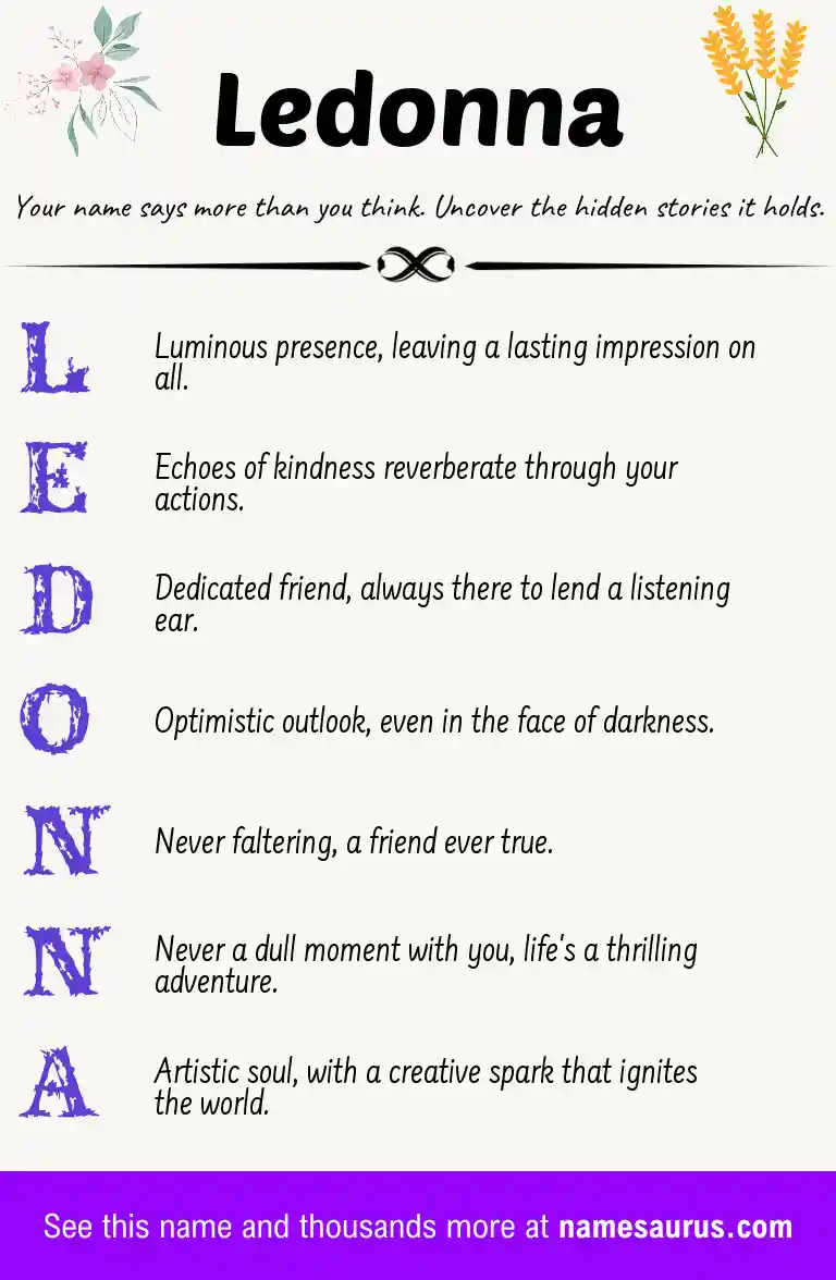 Acrostic poem about Ledonna.