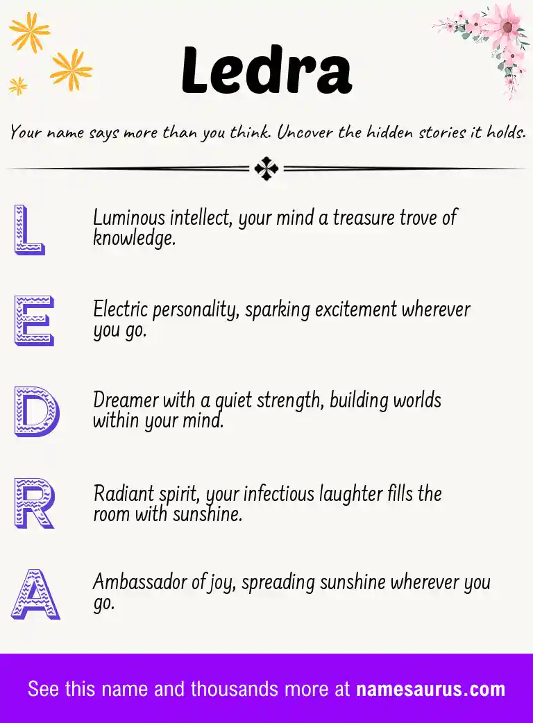 Acrostic poem about Ledra.