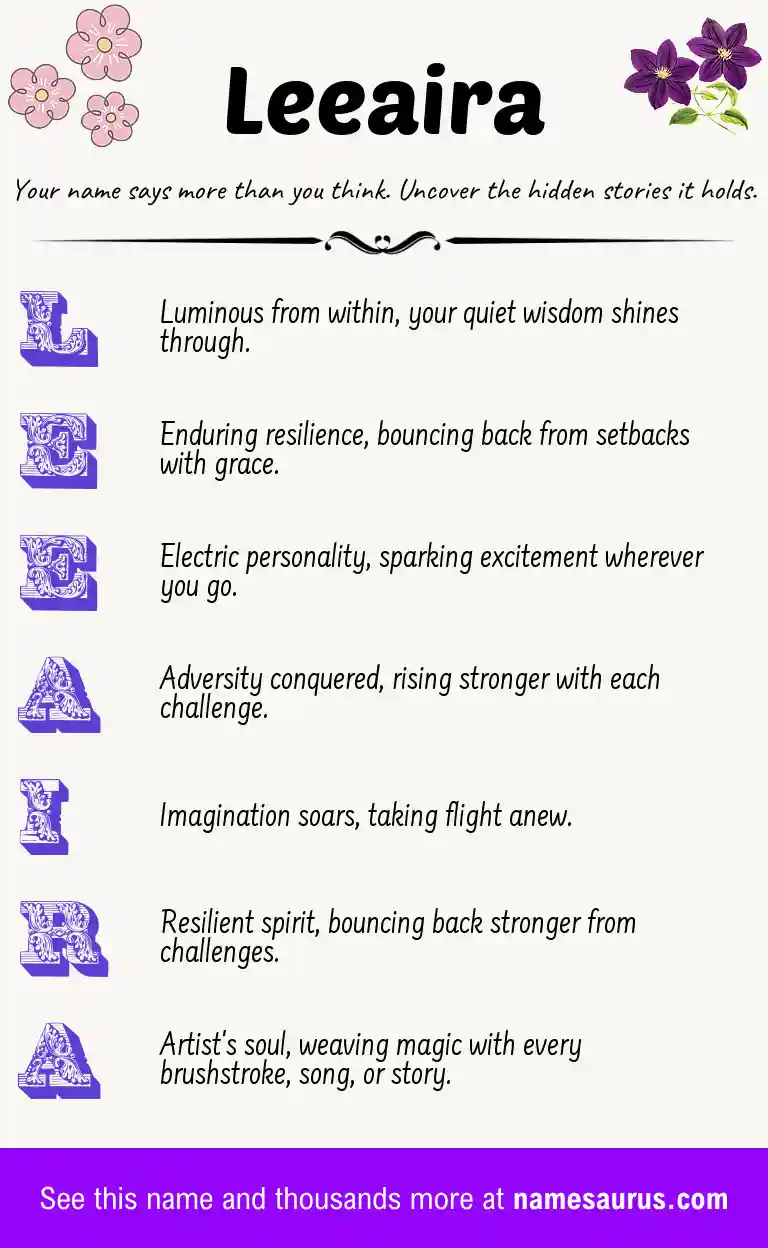 Acrostic poem about Leeaira.