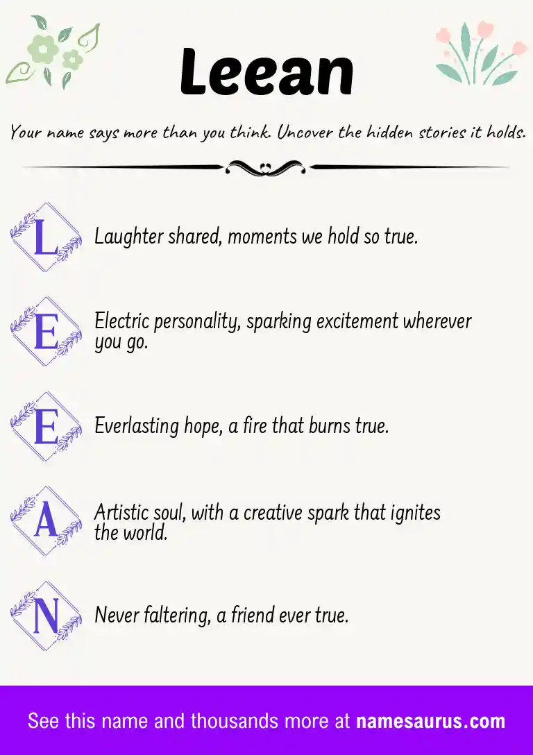 Acrostic poem about Leean.
