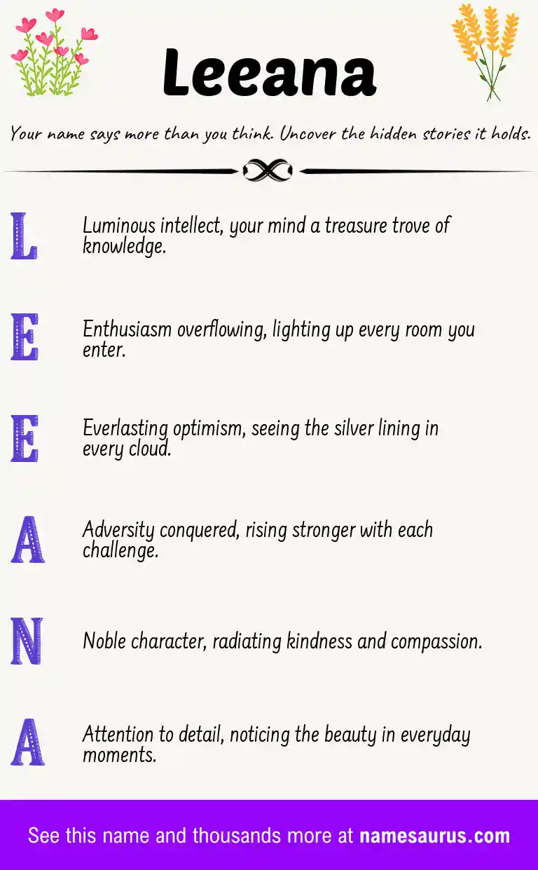 Acrostic poem about Leeana.