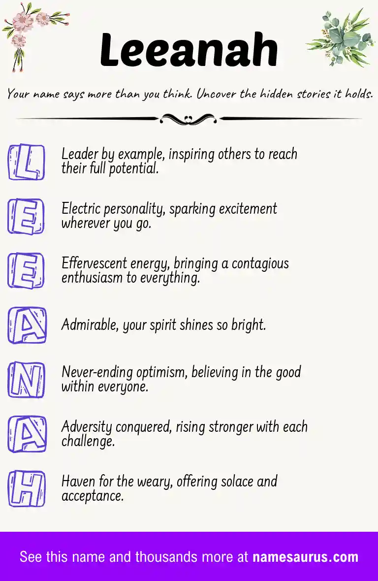 Acrostic poem about Leeanah.