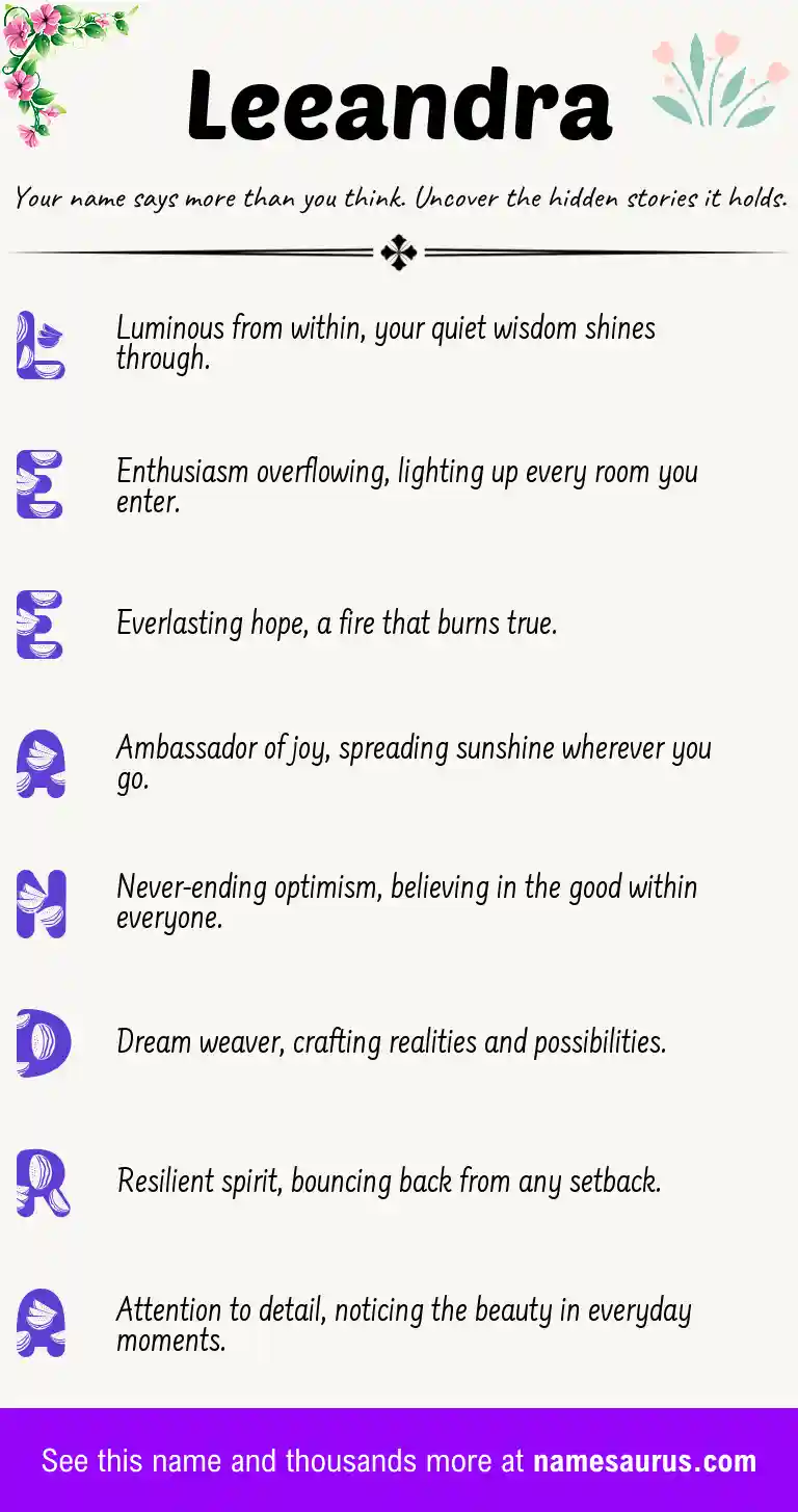 Acrostic poem about Leeandra.